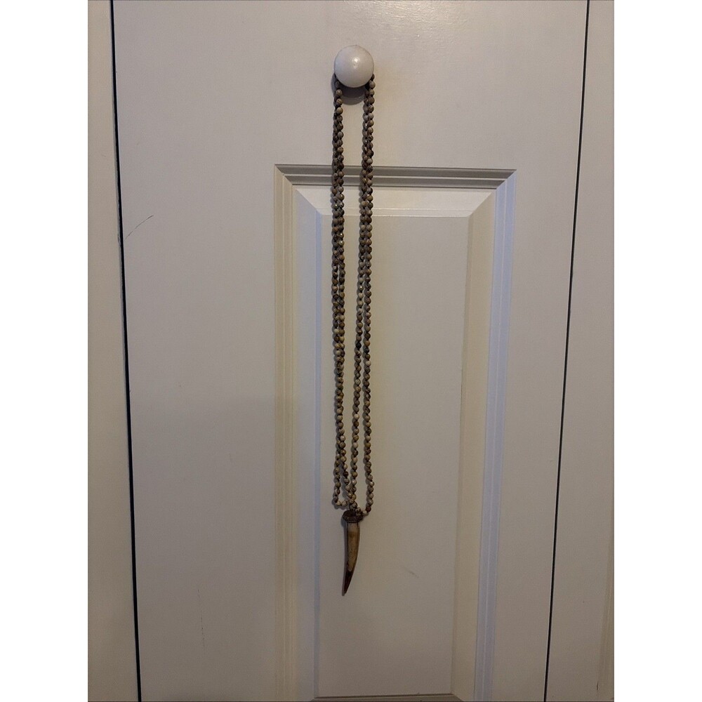 Brown Faceted Agate Bead Antler Pendant Necklace Bohemian